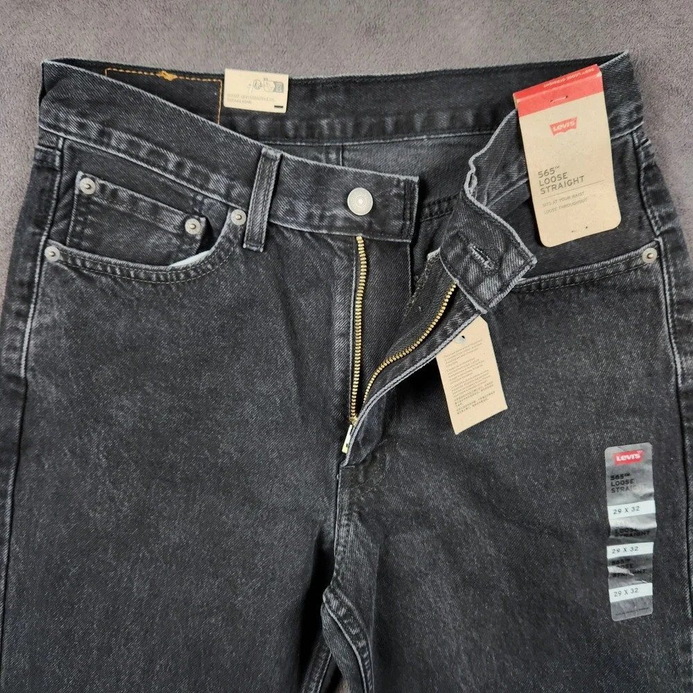 Levis 565 Jeans Mens 29x32 Faded Black‎ 97 Loose Straight Denim A7221-0005 NEW